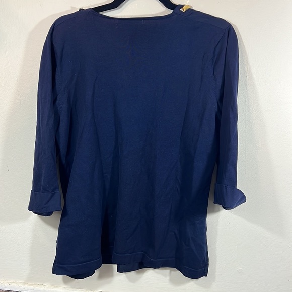 August Silk Women's Black 3/4 Sleeve Jeweled V-Neck Blouse Gold Rhinestones XL - Picture 6 of 8